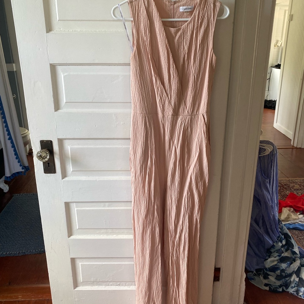 Calvin Klein Textured seersucker Pink jumpsuit